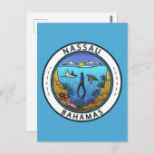 Nassau Bahamas Scuba Badge Briefkaart (Voorkant / Achterkant)