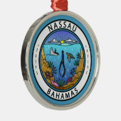Nassau Bahamas Scuba Badge Metalen Ornament (Rechts)