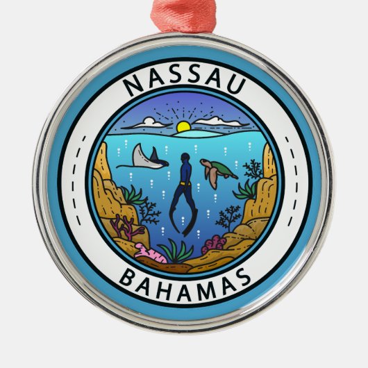 Nassau Bahamas Scuba Badge Metalen Ornament (Voorkant)
