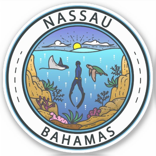 Nassau Bahamas Scuba Badge Sticker (Voorkant)