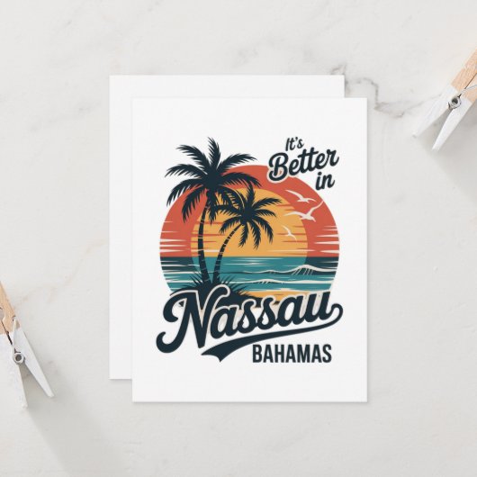 Nassau Bahama's Strand Zomer Kaart (Voorkant / Achterkant in situ)
