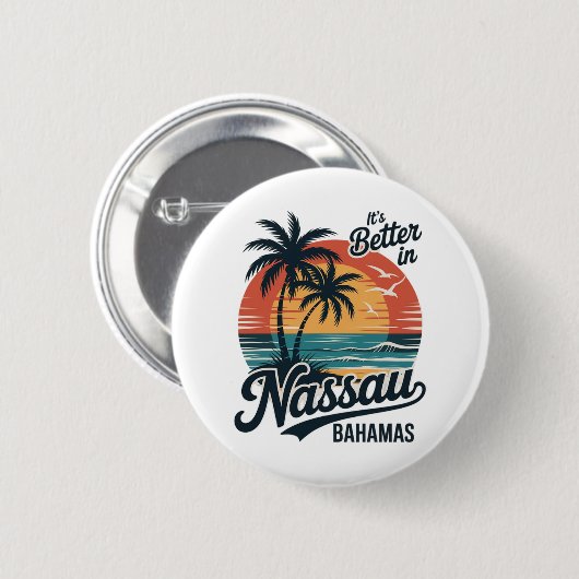 Nassau Bahama's Strand Zomer Ronde Button 5,7 Cm (Voorkant /achterkant)