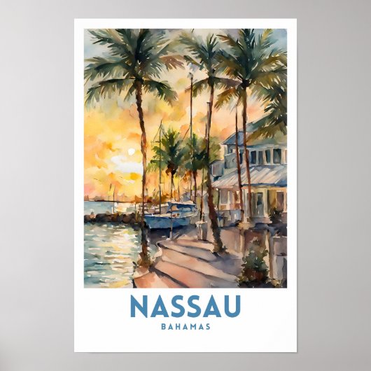 Nassau Bahamas Travel Art Poster (Voorkant)