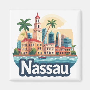 Nassau Bahama's Tropische Reisillustratie Magneet