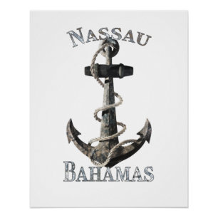 Nassau Bahamas Vacation Nautical Anchor Sailing Perfect Poster