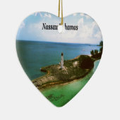 Nassau Bahamas, vuurtoren in de haven Keramisch Ornament (Rechts)