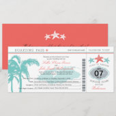 Nassau Bahamas Wedding Boarding Pass Kaart (Voorkant / Achterkant)