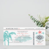 Nassau Bahamas Wedding Boarding Pass Kaart (Staand voorkant)