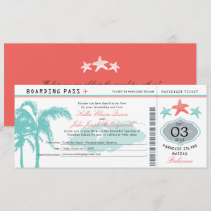 Nassau Bahamas Wedding Boarding Pass Kaart