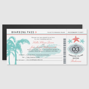 Nassau Bahamas Wedding Boarding Pass Magnetische Uitnodiging
