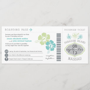 Nassau Boarding Pass Wedding Invitation Kaart