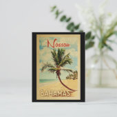 Nassau Briefkaart Palm Tree Vintage Travel Bahamas (Staand voorkant)