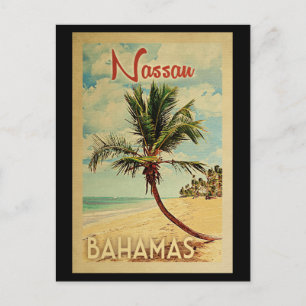 Nassau Briefkaart Palm Tree Vintage Travel Bahamas