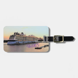 Nassau Harbour Daybreak Cruise Ship Personalized Bagagelabel