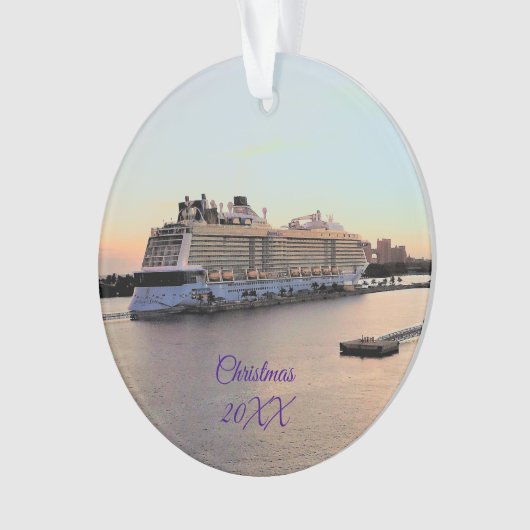 Nassau Harbour met cruise Ship Dated Personalized Ornament (voorkant)