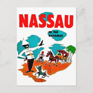 Nassau in de Bahama's, vintage-reis Briefkaart