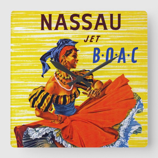 Nassau Jet Vierkante Klok (Voorkant)