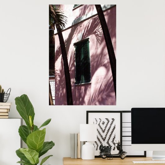 Nassau Library Pastel Roze Poster Print (Thuiskantoor)