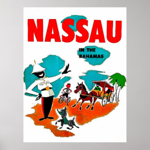 Nassau op de Bahama's, vintage reis Poster