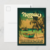 Nassau Palm Tree Bahamas  Souvenirs 80's Briefkaart (Voorkant / Achterkant)