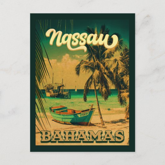 Nassau Palm Tree Bahamas  Souvenirs 80's Briefkaart (Voorkant)
