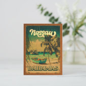 Nassau Palm Tree Bahamas Souvenirs 80's Briefkaart (Staand voorkant)