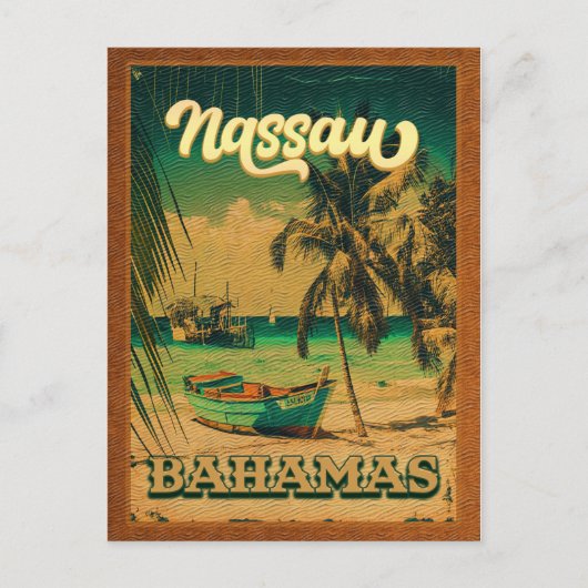 Nassau Palm Tree Bahamas Souvenirs 80's Briefkaart (Voorkant)