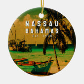 Nassau Palm Tree Bahamas  Souvenirs 80's Keramisch Ornament (Voorkant)