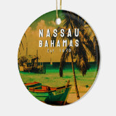 Nassau Palm Tree Bahamas  Souvenirs 80's Keramisch Ornament (Links)
