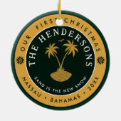 Nassau Palm Tree Bahamas  Souvenirs 80's Keramisch Ornament (Achterkant)