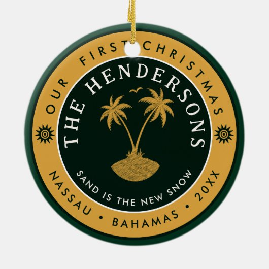 Nassau Palm Tree Bahamas  Souvenirs 80's Keramisch Ornament (Achterkant)