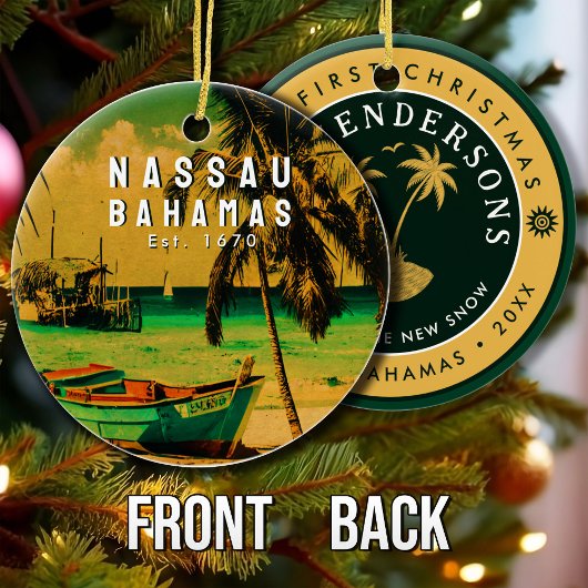 Nassau Palm Tree Bahamas  Souvenirs 80's Keramisch Ornament