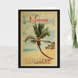 Nassau Palm Tree Vintage Travel Kaart