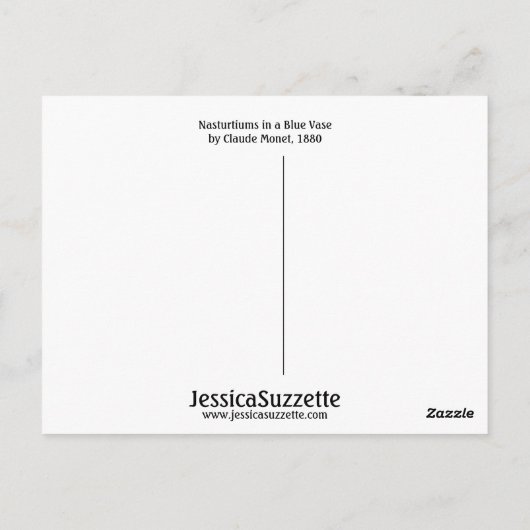 Nasturtia in een blauwe vaas van Monet Briefkaart (Achterkant)