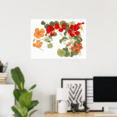Nasturtium bloem, Japanse ukiyo kunst Poster (Thuiskantoor)
