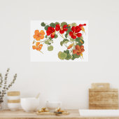 Nasturtium bloem, Japanse ukiyo kunst Poster (Keuken)