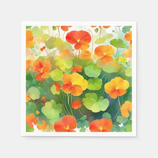 Nasturtium Bloemen Levendig Servet (Voorkant)
