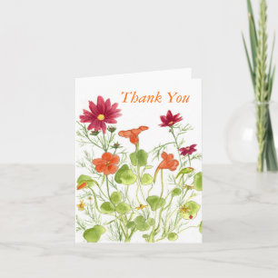 Nasturtium Daisy Waterverf Flowers Bedankt