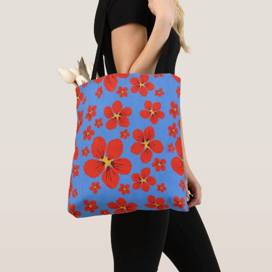 Nasturtium design canvas tas (Dichtbij)