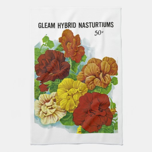 Nasturtium Etiket zaadpakket Theedoek (Verticaal)