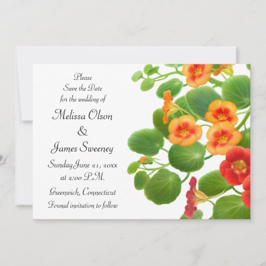 Nasturtium Floral Garden Save the Date (Voorkant)