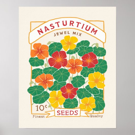 Nasturtium Flower Seed Packet Poster (Voorkant)