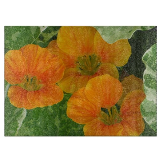 Nasturtium Glass Cutting Board Snijplank (Voorkant)