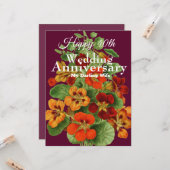  Nasturtium Happy 40th Wedding Jubileum Kaart (Voorkant / Achterkant in situ)