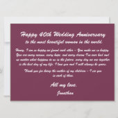  Nasturtium Happy 40th Wedding Jubileum Kaart (Achterkant)