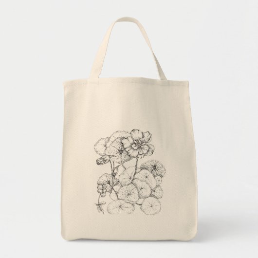 Nasturtium Pen en Inkt Bloem Tekening Art Tote Bag (Voorkant)