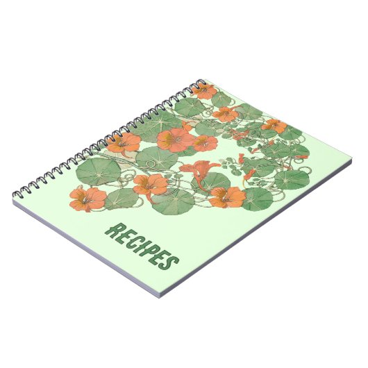Nasturtium Recipe Book | Antiek lithograaf 1896 Notitieboek (Linkerzijde)