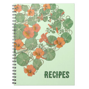 Nasturtium Recipe Book   Antiek lithograaf 1896 Notitieboek
