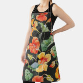 Nasturtium Sinaasappel: Waterverf donker patroon. Schort (Insitu)