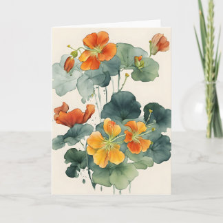 Nasturtium - Watercolor flowers Kaart